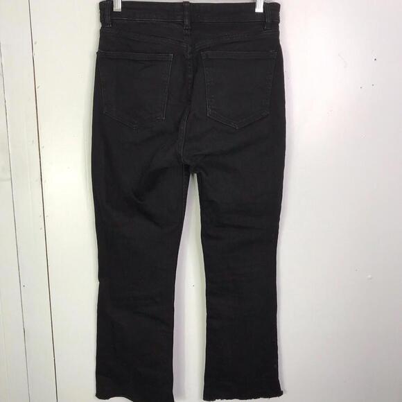 Zara Jeans Womens 8 Cropped Raw Hem Stretch Slight Flare Black Capsule Fall - Picture 2 of 8